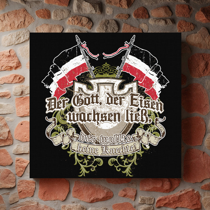 Der Gott der Eisen wachsen ließ Leinwand | Preußen Deutschland Schwarz Weiß Rot Kaiserreich Wappen Bild | M1