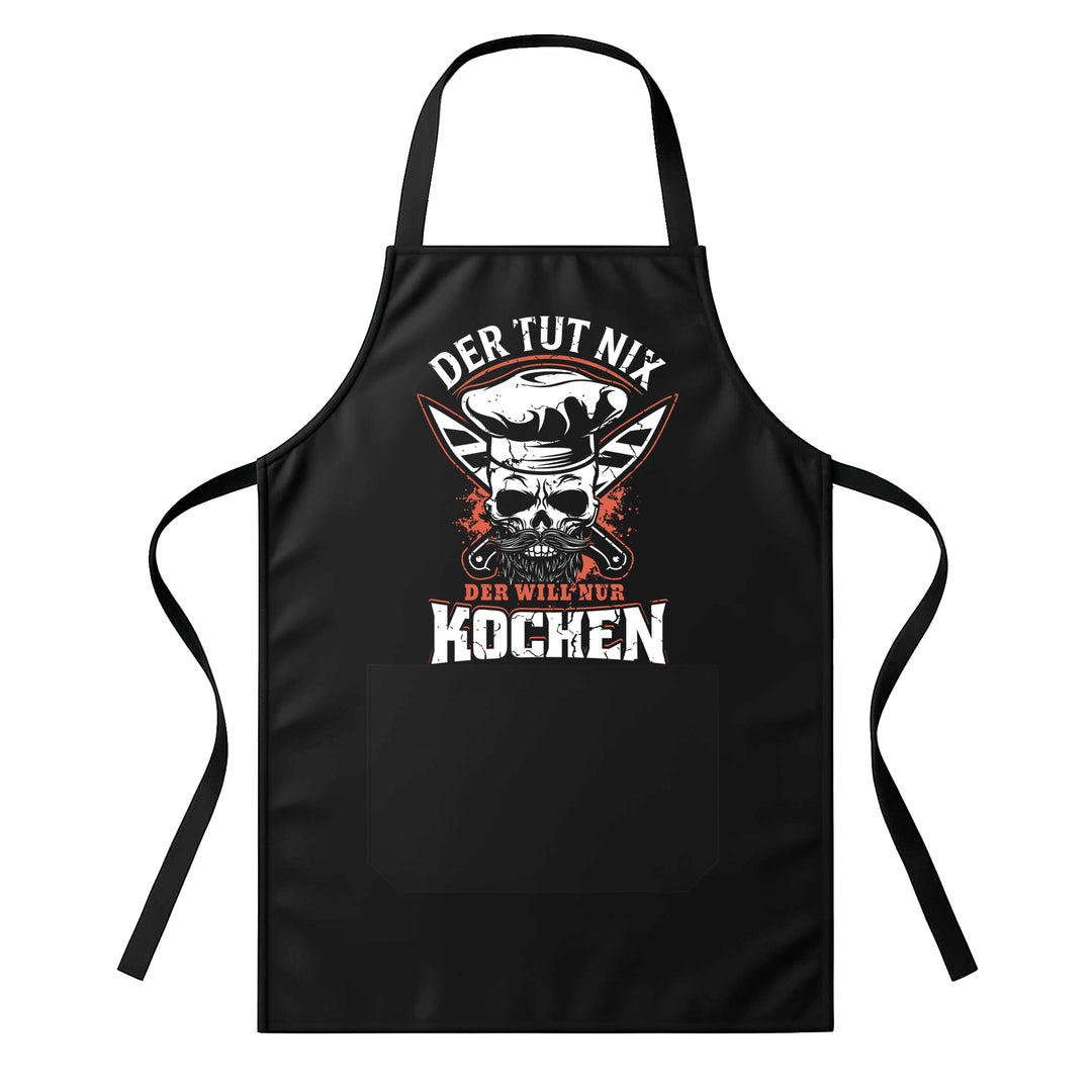 Grillschürze – „Der will nur kochen“ – BBQ Schürze mit Spruch für Männer
