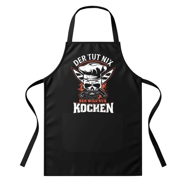 Grillschürze – „Der will nur kochen“ – BBQ Schürze mit Spruch für Männer