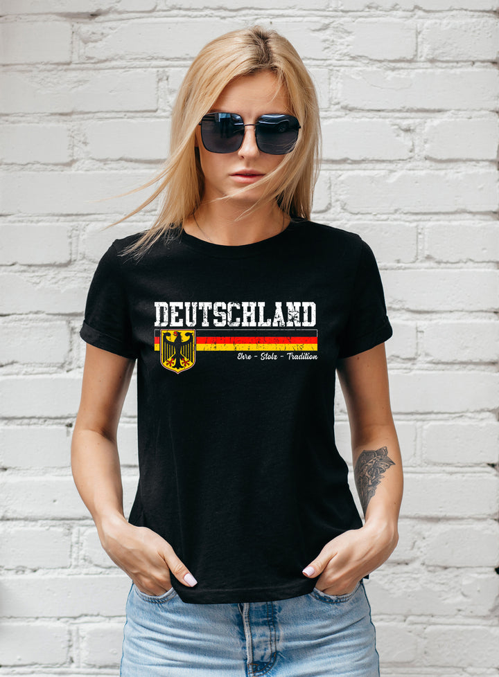 Deutschland Damen T-Shirt | Deutscher Fanartikel German | Girlie M14 Front