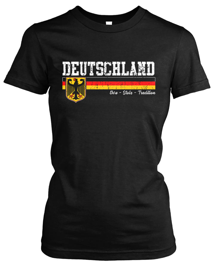 Deutschland Damen T-Shirt | Deutscher Fanartikel German | Girlie M14 Front