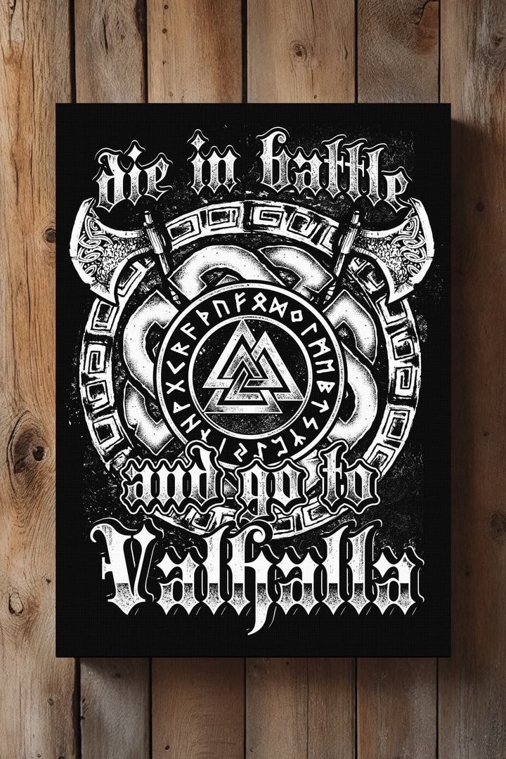 Die in Battle Leinwand | Wikinger Valhalla Bild Odin Runen Berserker