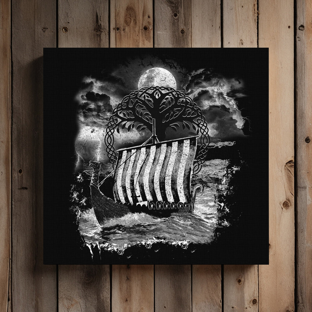 Drachenschiff Leinwand | Wikinger Schiff Bild Viking Nordische Mythologie Deko