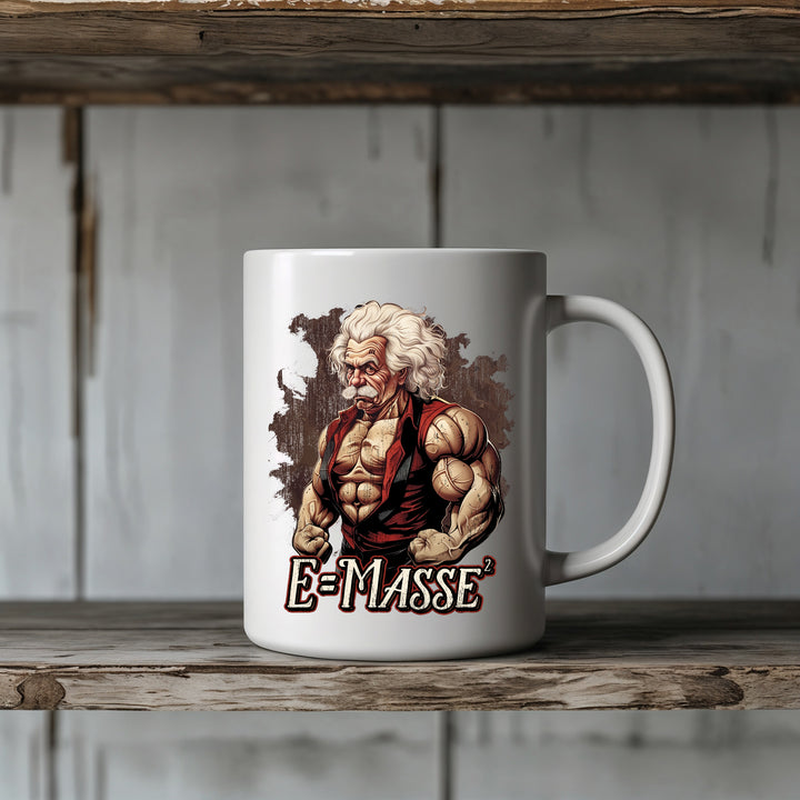 E-Masse² Tasse | Albert Einstein Kaffeetasse Physik Bodybuilder Fitness Kaffeebecher