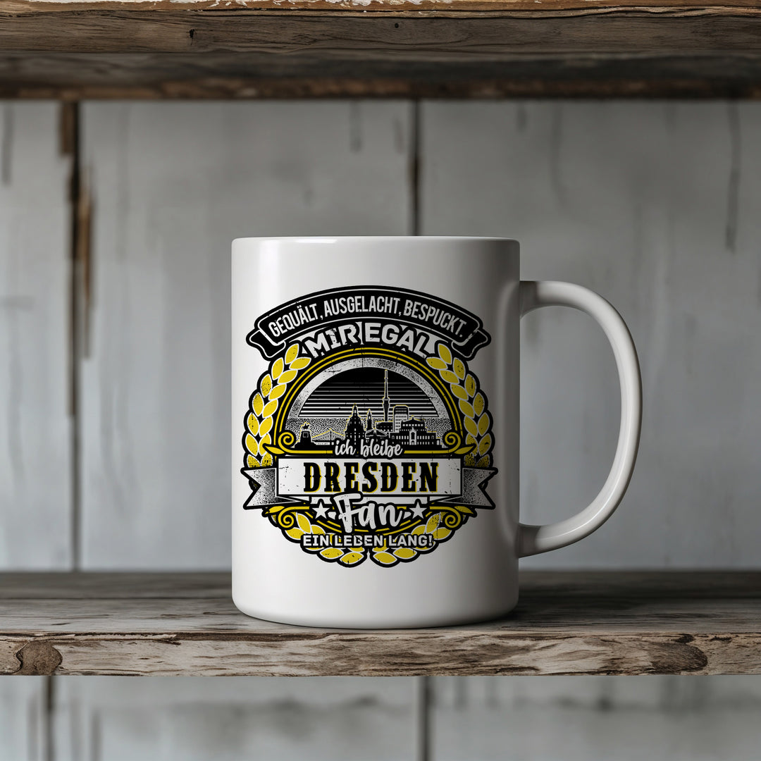 Ein Leben lang Dresden Tasse | Kaffeetasse Ostdeutschland Kaffeebecher Fanartikel Sachsen