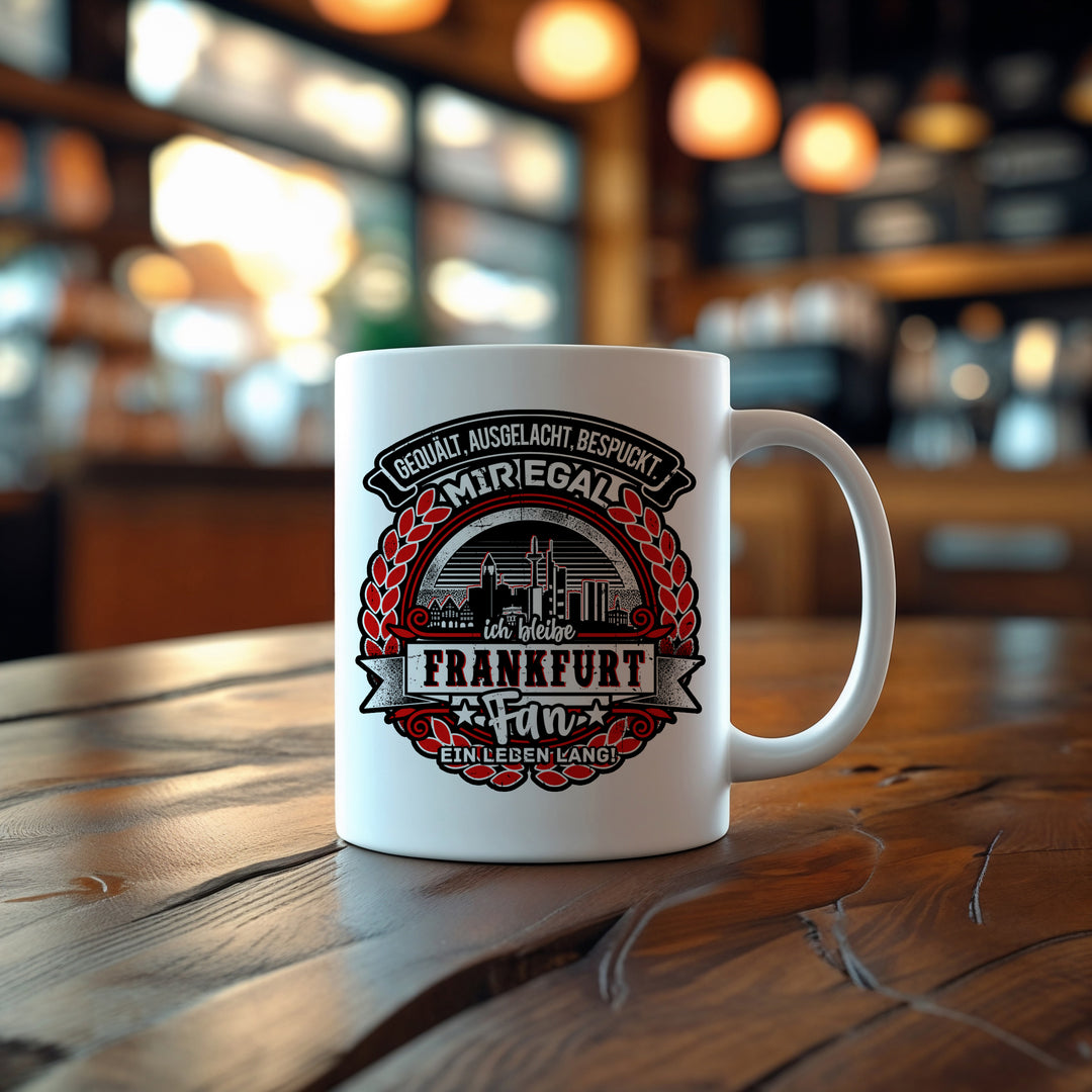 Ein Leben lang Frankfurt Tasse | Kaffeetasse FFM Mainhattan Hessen Kaffeebecher Fanartikel