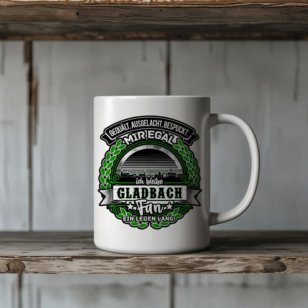 Ein Leben lang Gladbach Tasse | Kaffeetasse Kaffeebecher  Fanartikel Mönchengladbach Niederrhein