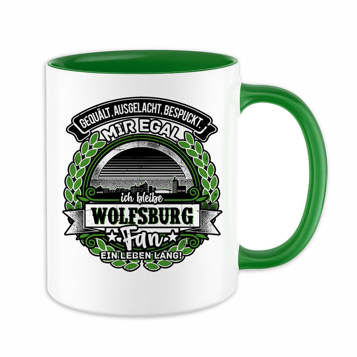 Ein Leben lang Wolfsburg Tasse | Kaffeetasse Kaffeebecher Niedersachsen Fanartikel