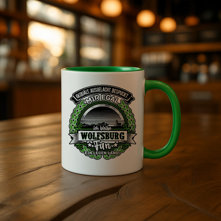 Ein Leben lang Wolfsburg Tasse | Kaffeetasse Kaffeebecher Niedersachsen Fanartikel