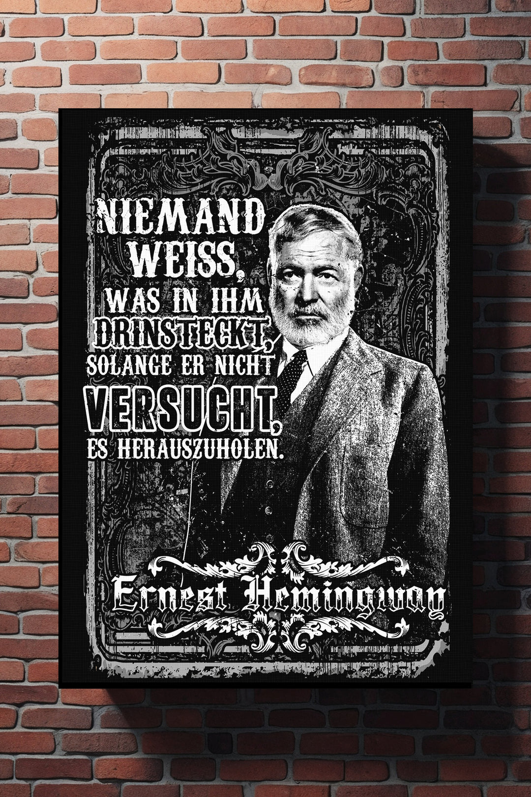 Ernest Hemingway Leinwand | Zitat Bild Schriftsteller Lehrer Vintage Literatur