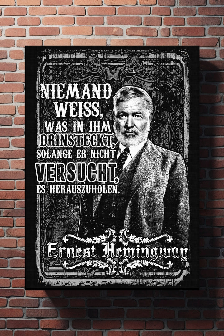 Ernest Hemingway Leinwand | Zitat Bild Schriftsteller Lehrer Vintage Literatur