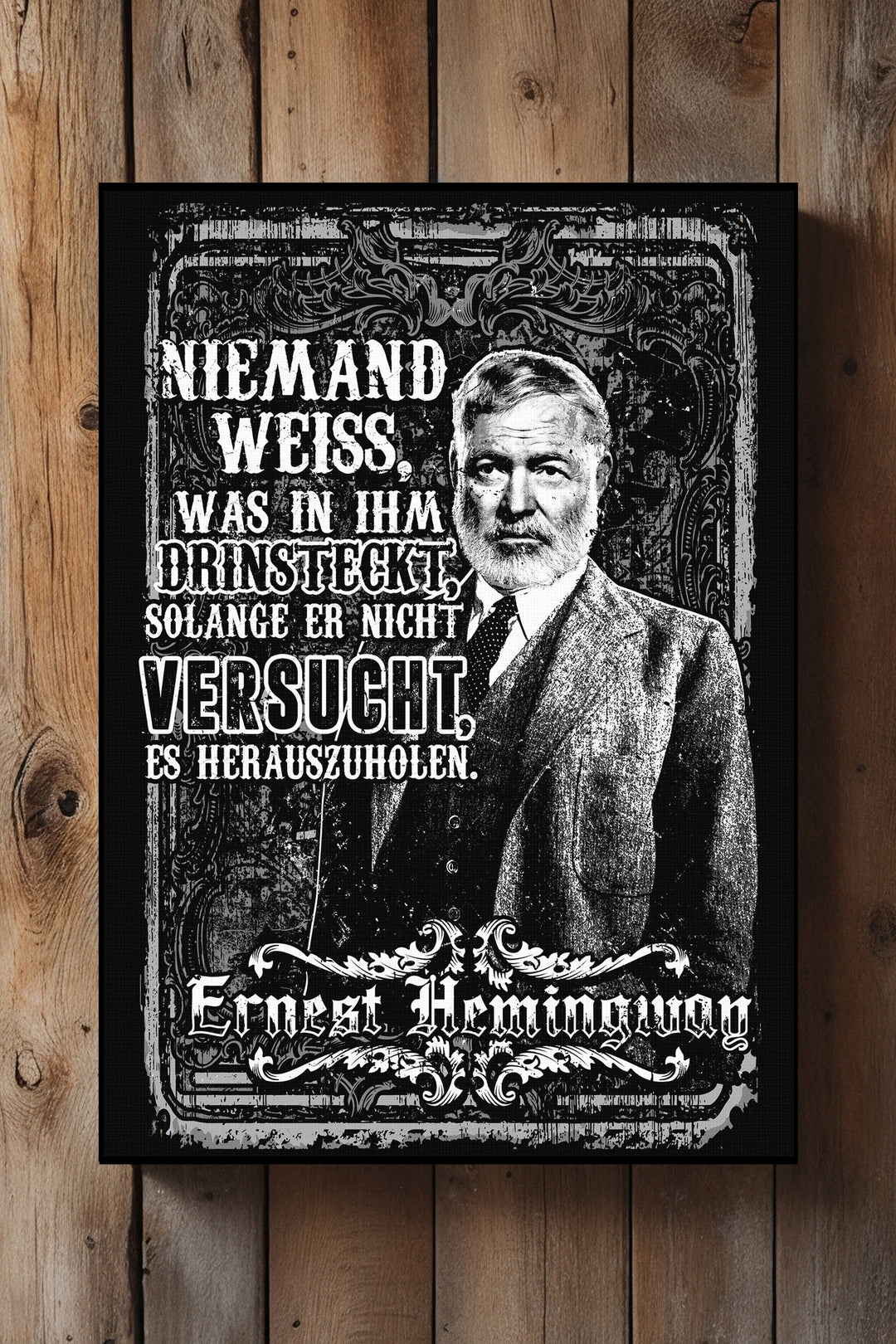 Ernest Hemingway Leinwand | Zitat Bild Schriftsteller Lehrer Vintage Literatur