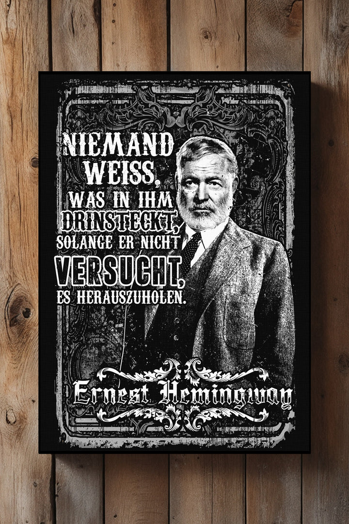 Ernest Hemingway Leinwand | Zitat Bild Schriftsteller Lehrer Vintage Literatur