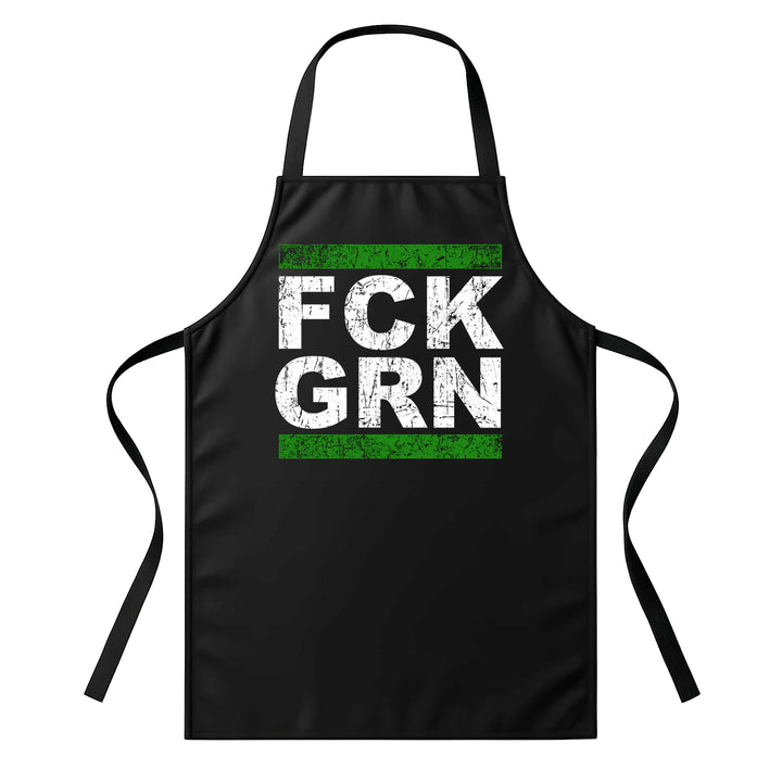 Grillschürze – „FCK GRN“ – BBQ Schürze mit Spruch für Männer