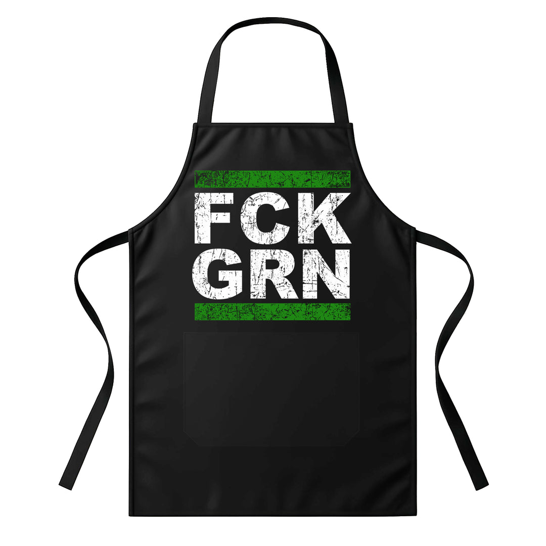 Grillschürze – „FCK GRN“ – BBQ Schürze mit Spruch für Männer