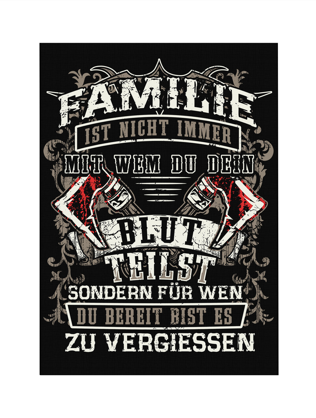 Familie Leinwand | Familie Bild Wikinger Axt Zusammenhalt Deko