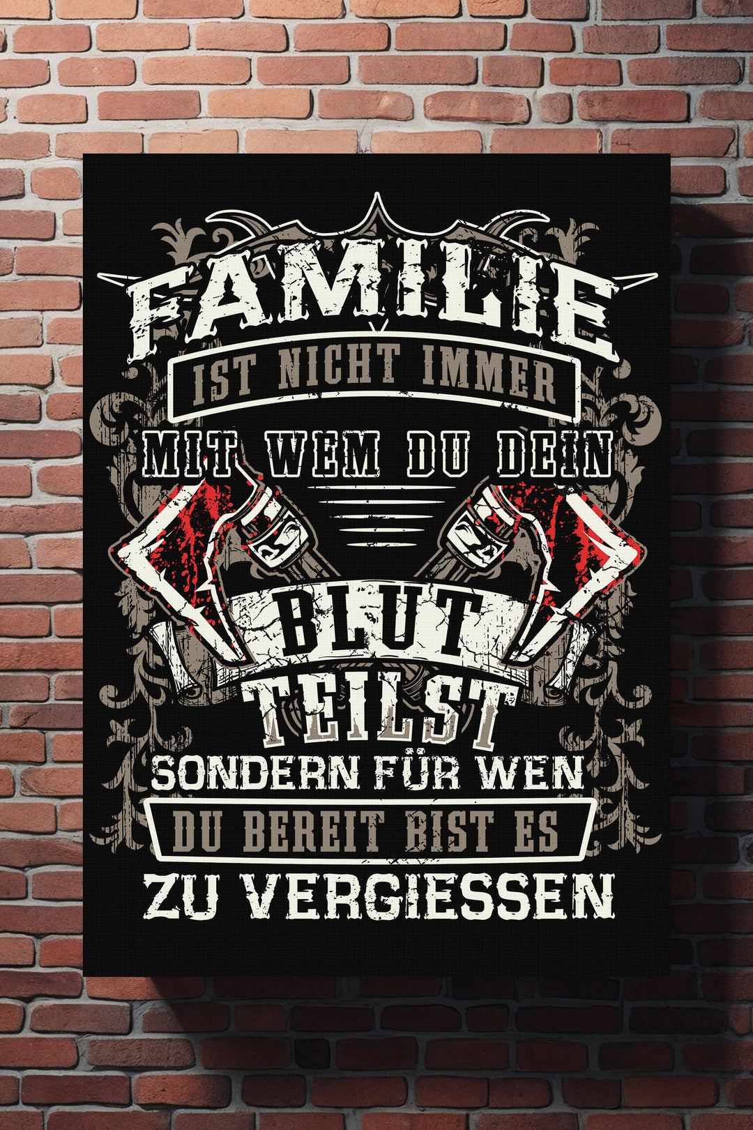 Familie Leinwand | Familie Bild Wikinger Axt Zusammenhalt Deko