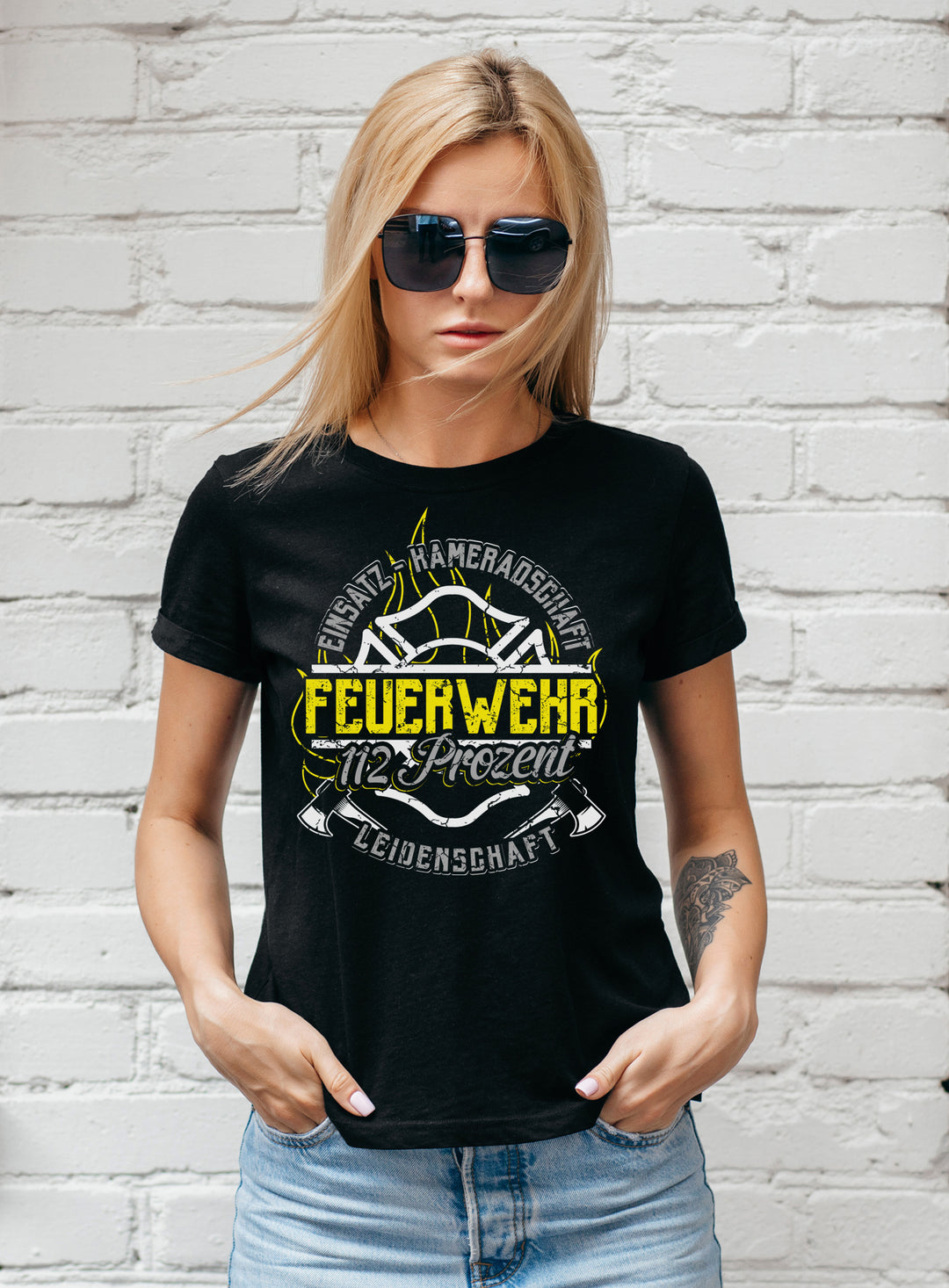 Feuerwehr Damen T-Shirt | Held Freiwillige FFW Firefighter | M10