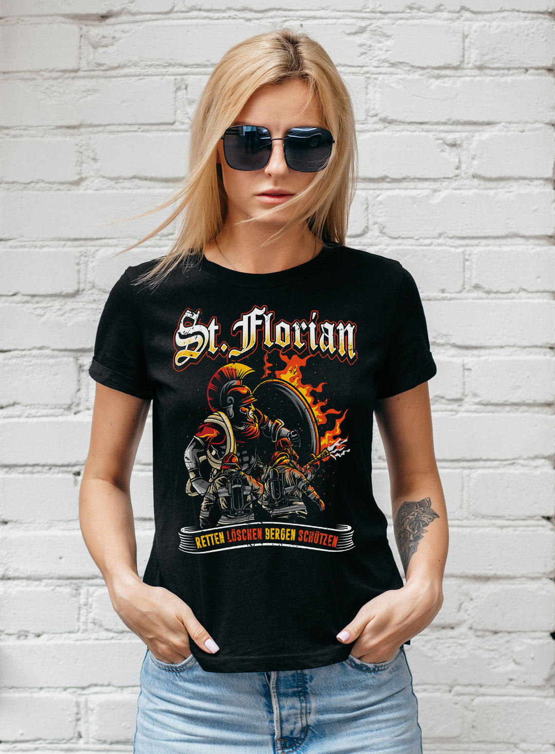 Feuerwehr Damen T-Shirt | Held Freiwillige FFW Firefighter | M12