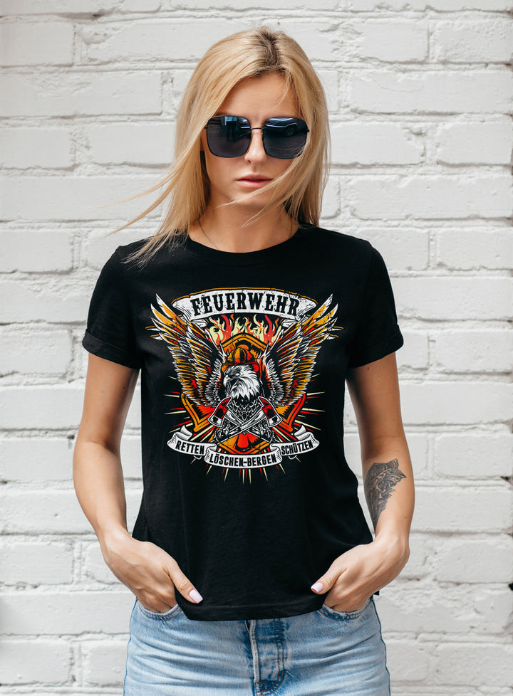 Feuerwehr Damen T-Shirt | Held Freiwillige FFW Firefighter | M13