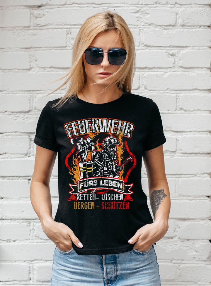 Feuerwehr Damen T-Shirt | Held Freiwillige FFW Firefighter | M14