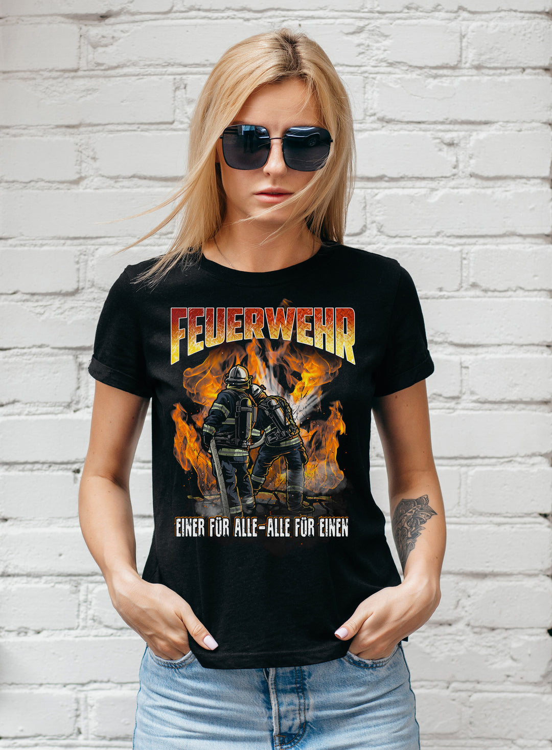 Feuerwehr Damen T-Shirt | Held Freiwillige FFW Firefighter | M15