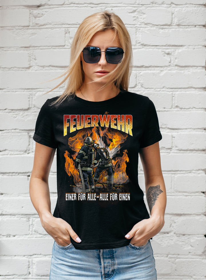 Feuerwehr Damen T-Shirt | Held Freiwillige FFW Firefighter | M15