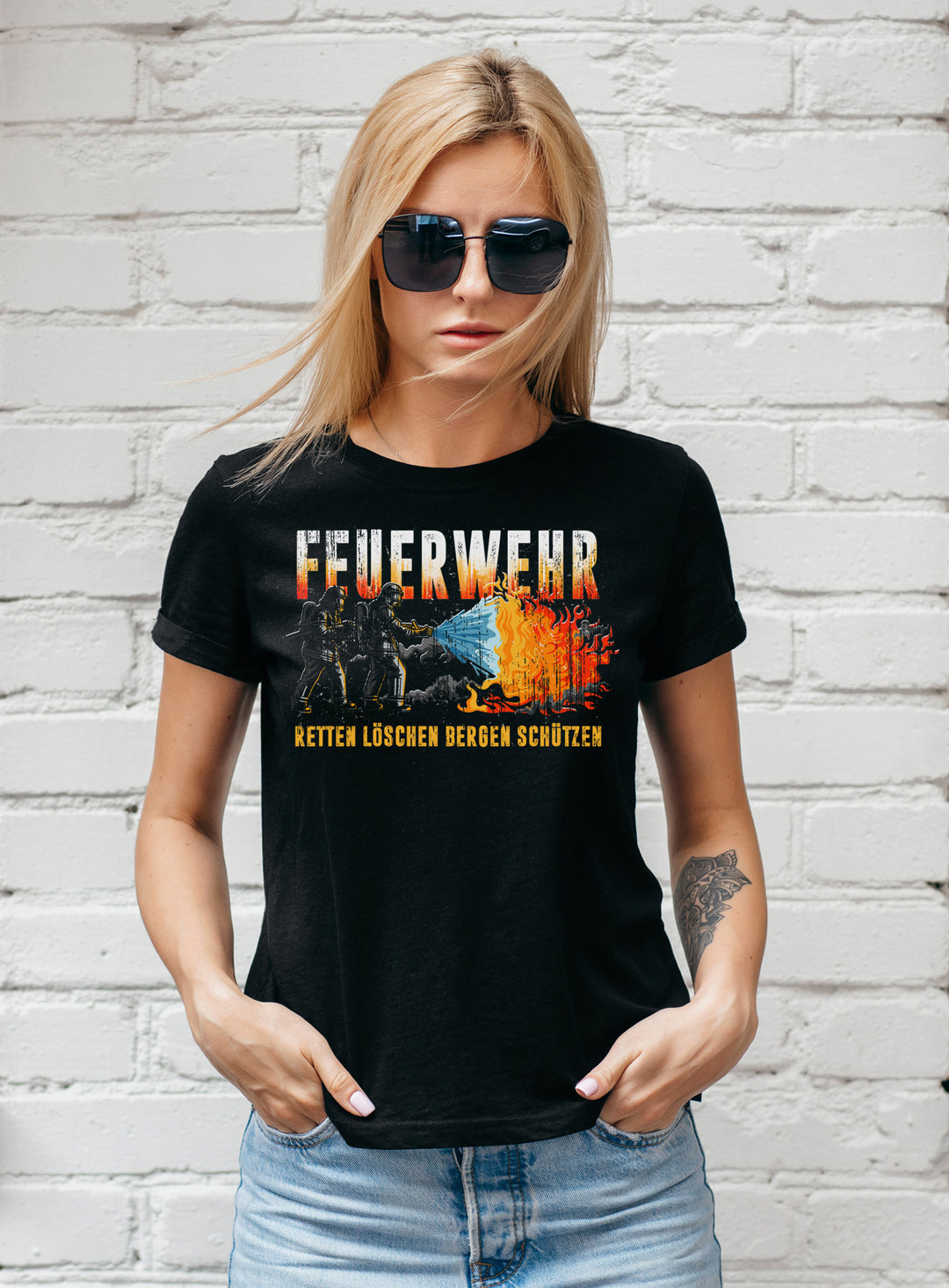 Feuerwehr Damen T-Shirt | Held Freiwillige FFW Firefighter | M19