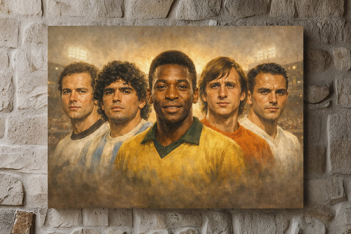 Football Legends Leinwand | Fußball Legenden Bild Retro Spieler Stadion WM