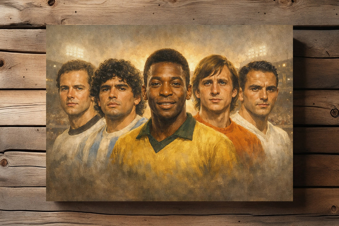 Football Legends Leinwand | Fußball Legenden Bild Retro Spieler Stadion WM