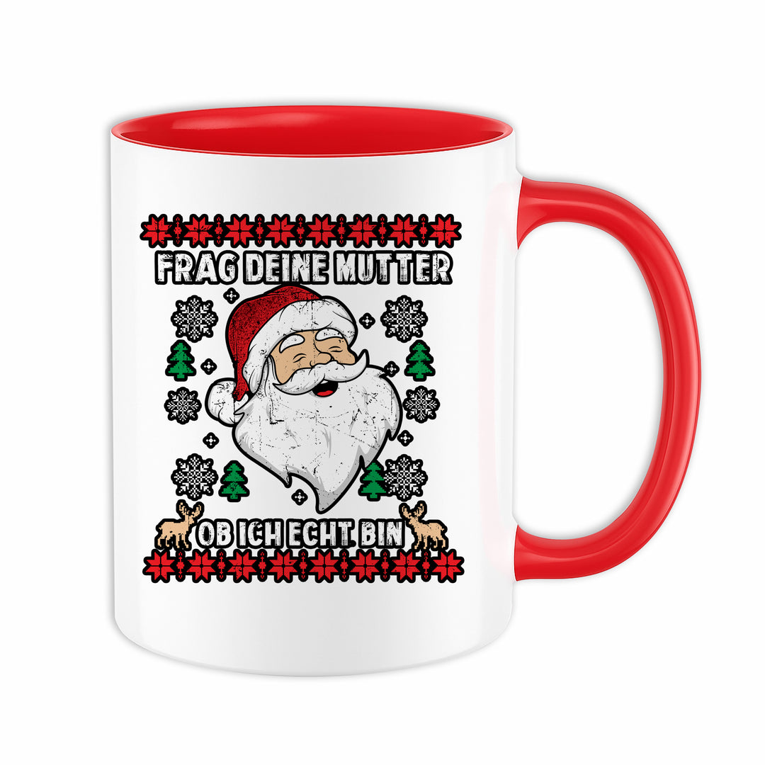 Frag deine Mutter Tasse | Lustige Weihnachtstasse Santa Kaffeebecher Humor Geschenk