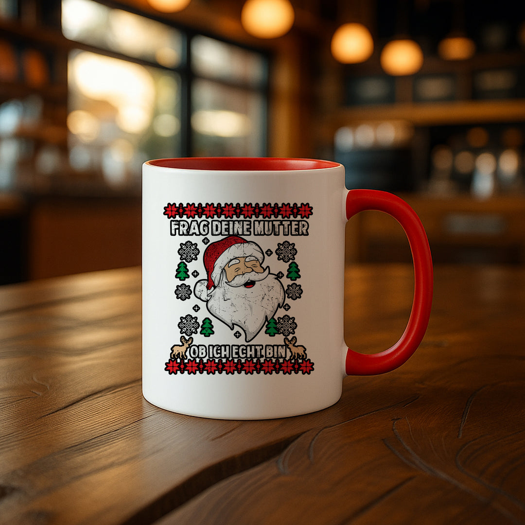 Frag deine Mutter Tasse | Lustige Weihnachtstasse Santa Kaffeebecher Humor Geschenk