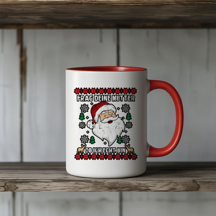 Frag deine Mutter Tasse | Lustige Weihnachtstasse Santa Kaffeebecher Humor Geschenk