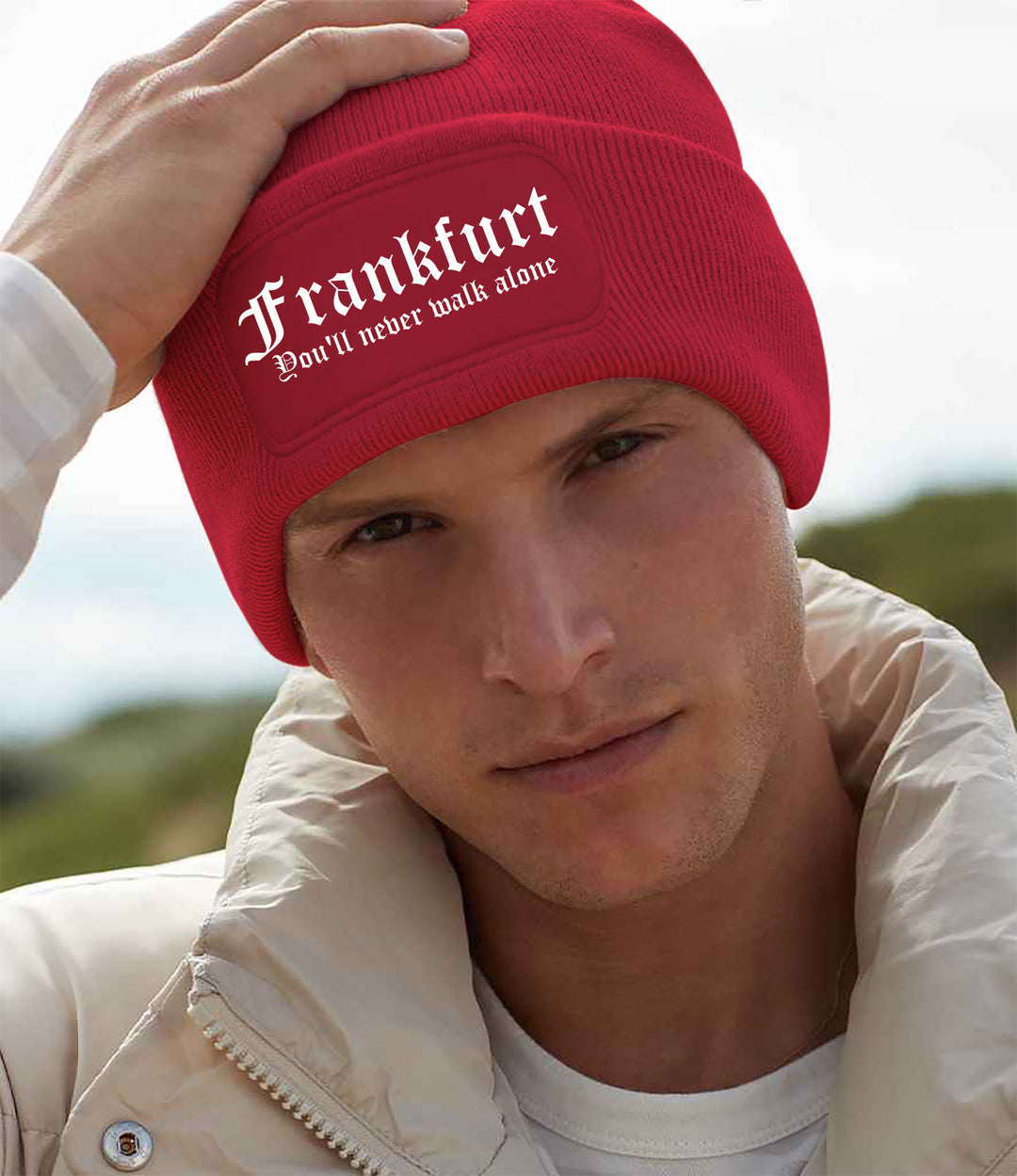 Frankfurt Never Walk Alone Mütze | Hessen FFM Wintermütze | Patch Beanie