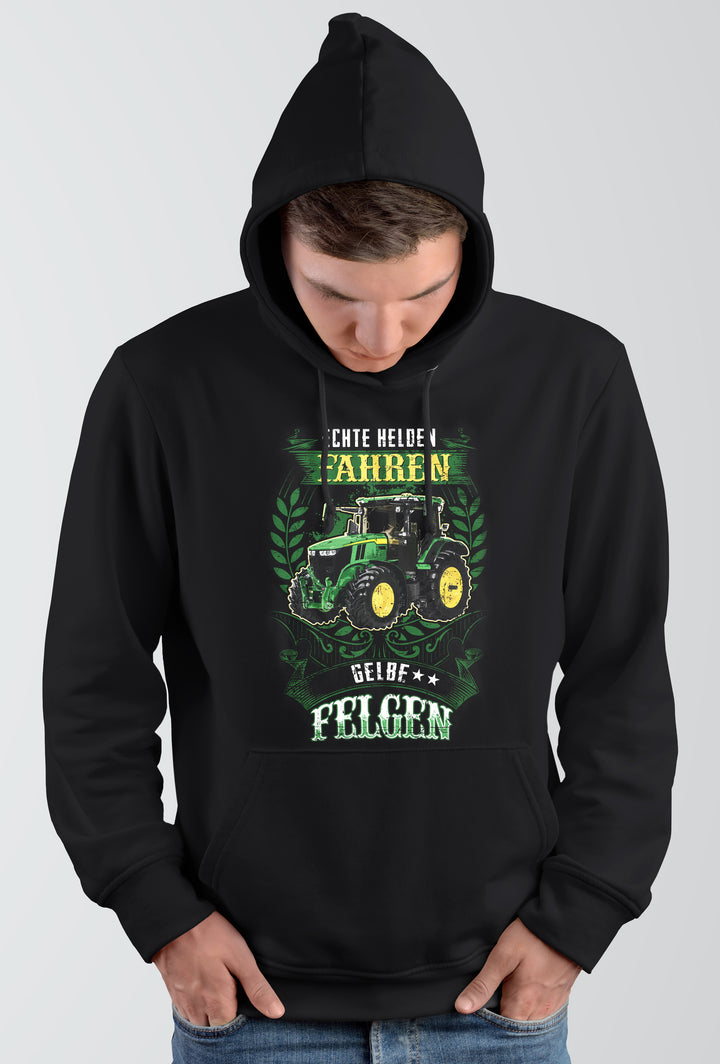 Gelbe Felgen Kapuzenpullover | Landwirt Traktor Bauer