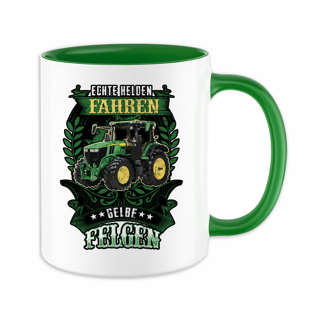 Gelbe Felgen Tasse | Traktor Kaffeetasse Landwirt Trecker Kaffeebecher mit Spruch