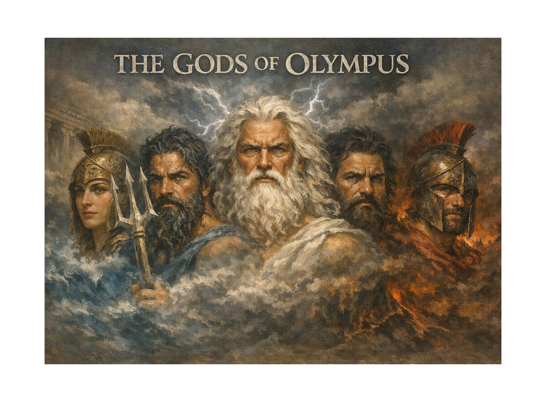 Gods of Olympus Leinwand | Griechische Götter Bild Mythologie Zeus Poseidon Deko