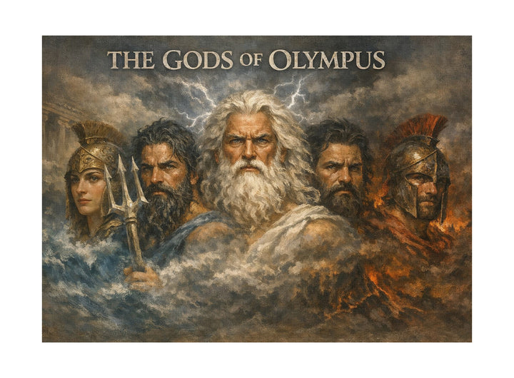 Gods of Olympus Leinwand | Griechische Götter Bild Mythologie Zeus Poseidon Deko