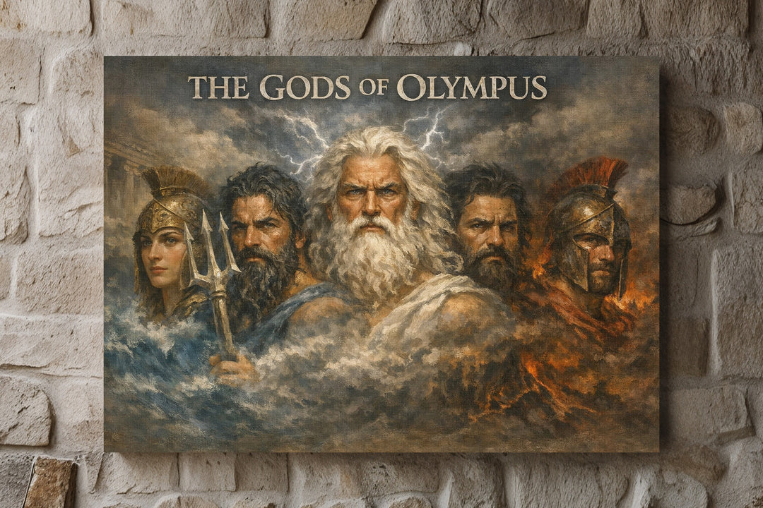 Gods of Olympus Leinwand | Griechische Götter Bild Mythologie Zeus Poseidon Deko