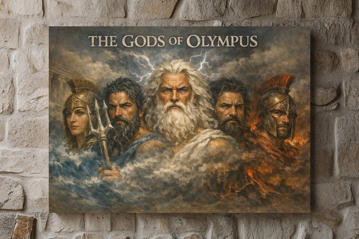 Gods of Olympus Leinwand | Griechische Götter Bild Mythologie Zeus Poseidon Deko