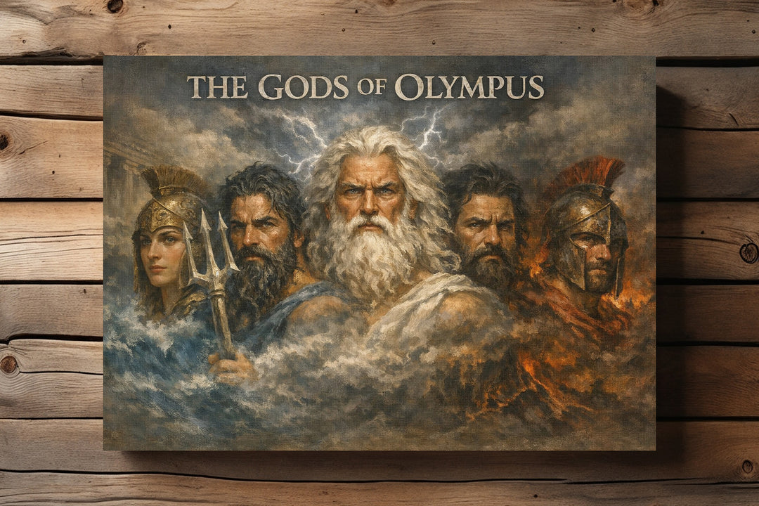 Gods of Olympus Leinwand | Griechische Götter Bild Mythologie Zeus Poseidon Deko