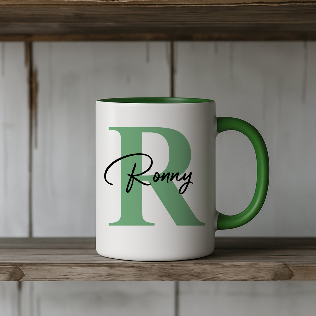 Personalisierte Tasse mit Name & Initiale | Kaffeetasse Geschenk Geburtstag Weihnachten Valentinstag Kollegen Familie