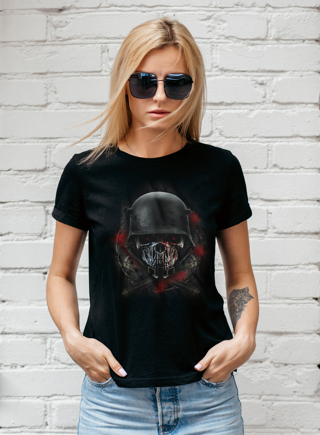 Grenadier Skull Damen T-Shirt | Totenkopf Soldaten Panzer