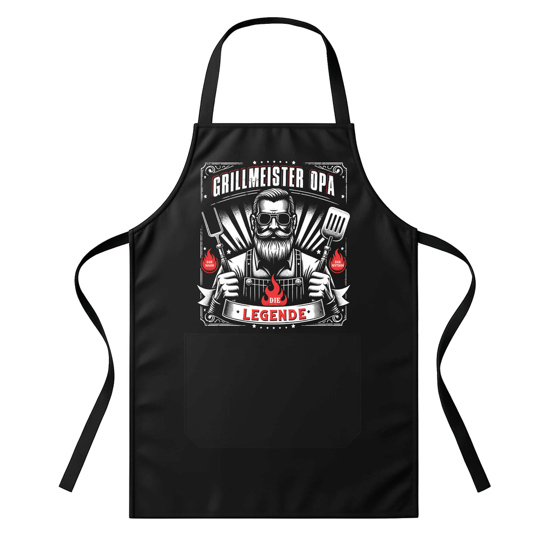 Grillschürze – „GRILLMEISTER OPA“ – BBQ Schürze mit Spruch für Männer