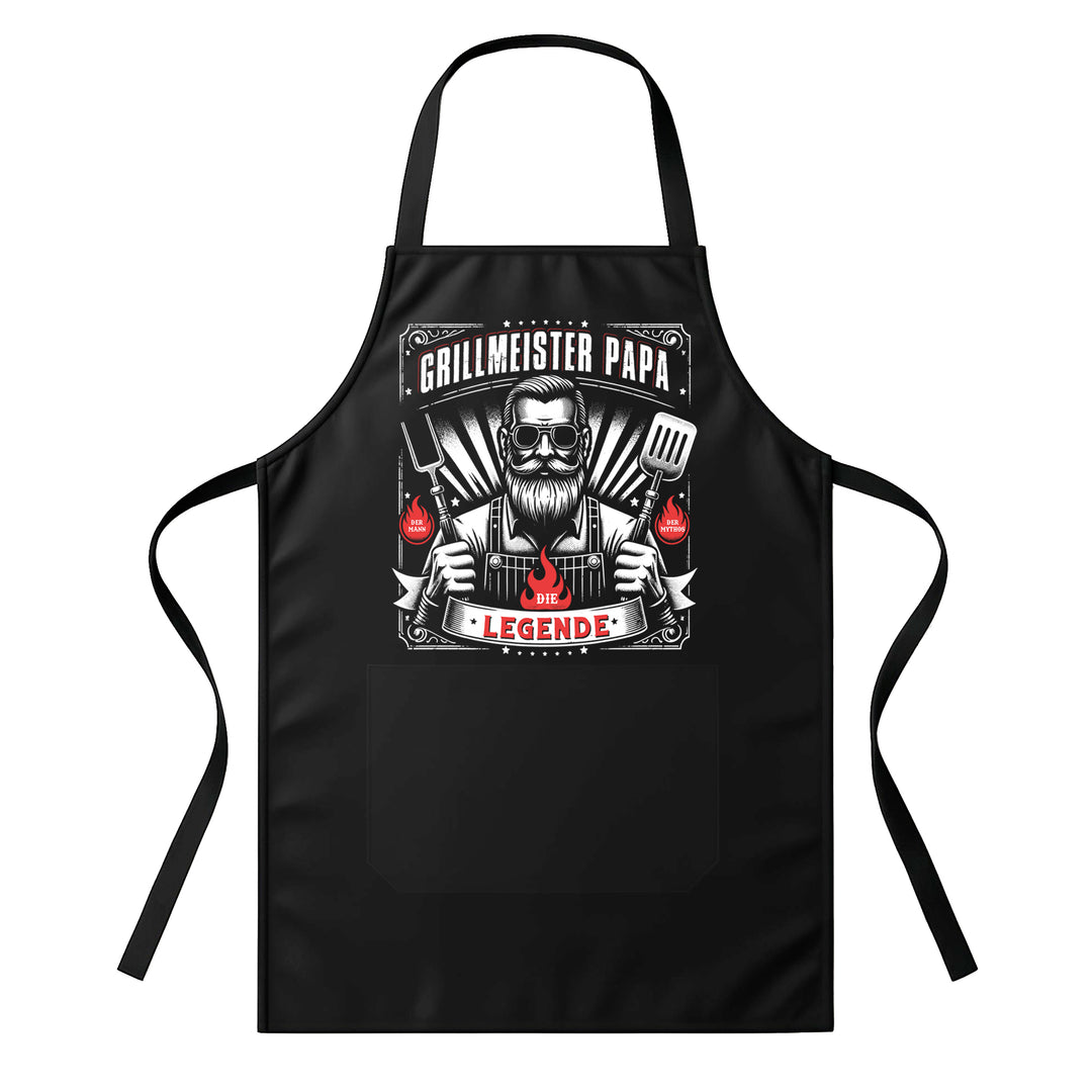 Grillschürze – „GRILLMEISTER PAPA“ – BBQ Schürze mit Spruch für Männer