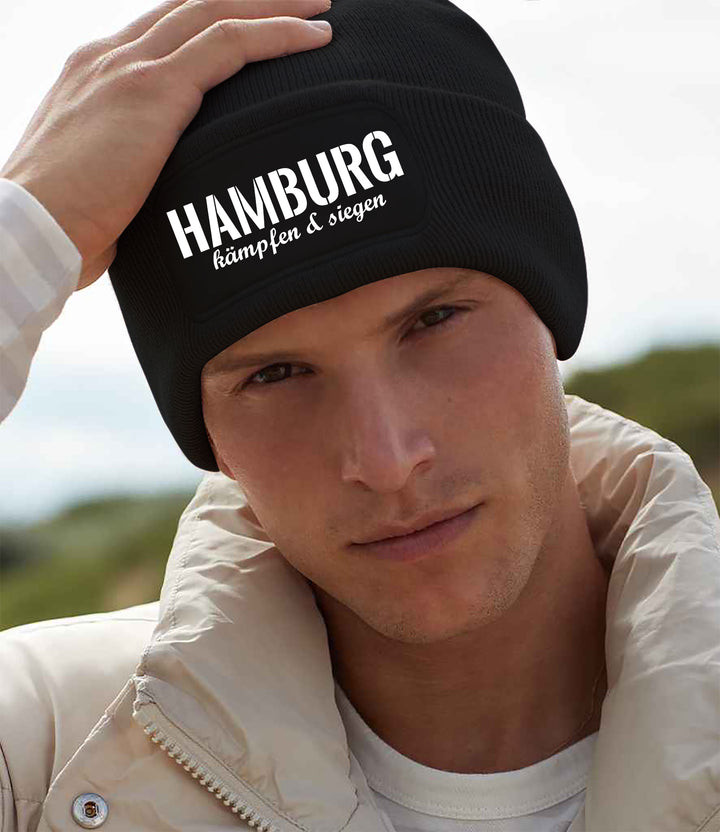 Hamburg Kämpfen & Siegen Mütze | Fußball Wintermütze | Patch Beanie M3