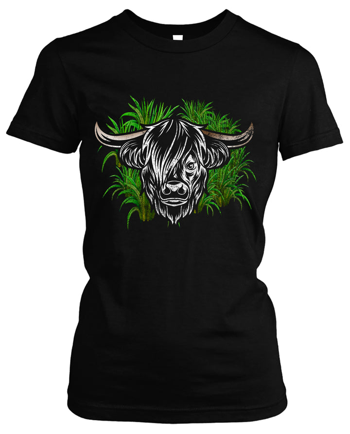 Highland Cattle Damen T-Shirt | Stylisches Girlie Shirt für Landwirtinnen | M1