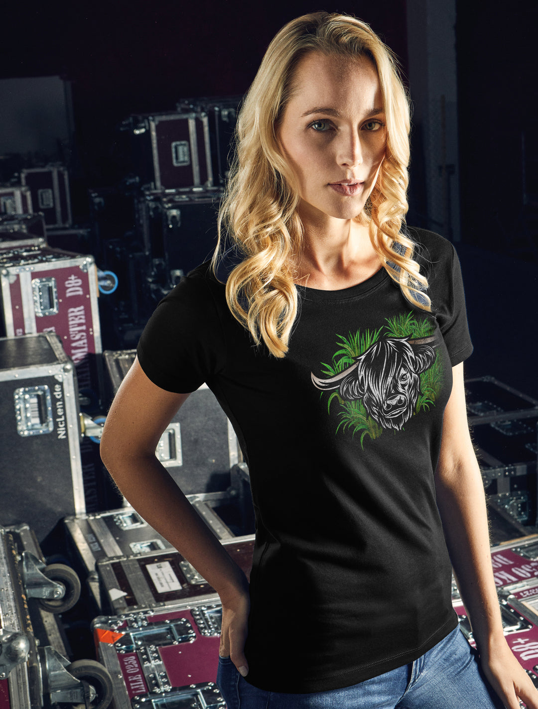 Highland Cattle Damen T-Shirt | Stylisches Girlie Shirt für Landwirtinnen | M1