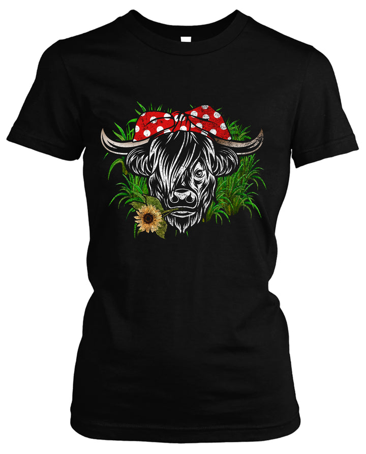Highland Cattle Damen T-Shirt | Stylisches Girlie Shirt für Landwirtinnen | M2