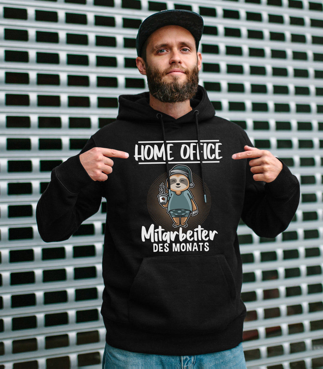 Home Office Kapuzenpullover| Faultier Chillen Kaffee Büro | M1